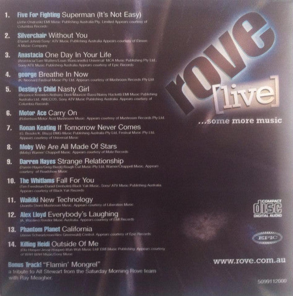 Various : Rove [Live]...Some More Music (CD, Comp)