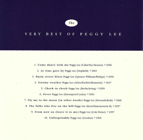Peggy Lee : The Very Best Of Peggy Lee (CD, Comp)