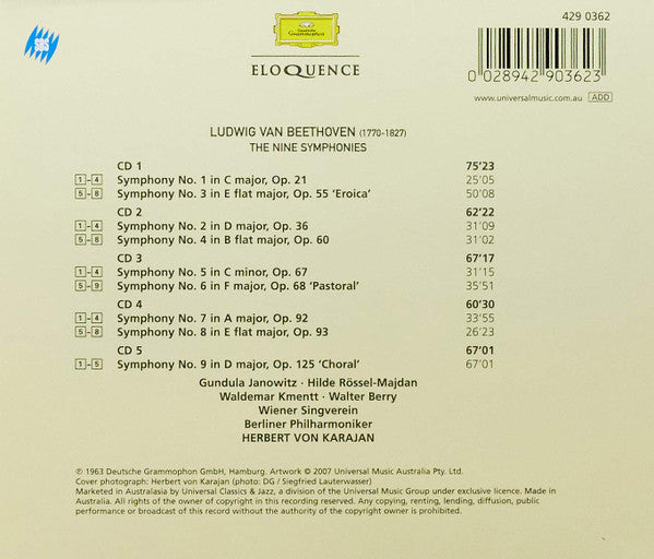 Herbert von Karajan - Berliner Philharmoniker : Beethoven The Nine Symphonies (5xCD, Album)