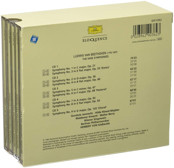 Herbert von Karajan - Berliner Philharmoniker : Beethoven The Nine Symphonies (5xCD, Album)
