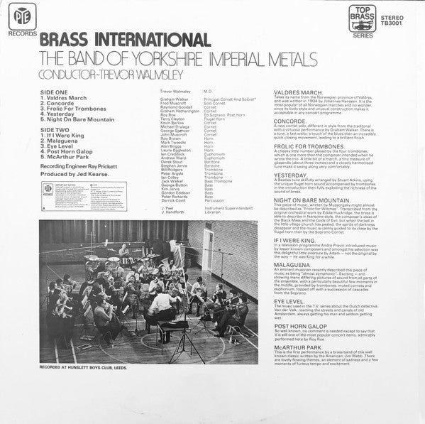 Band Of Yorkshire Imperial Metals* : Brass International (LP, Album)