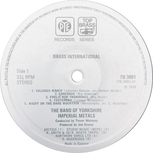 Band Of Yorkshire Imperial Metals* : Brass International (LP, Album)