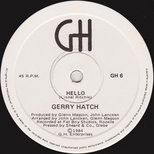Gerry Hatch : To All The Girls I've Loved Before / Hello (7", Single)