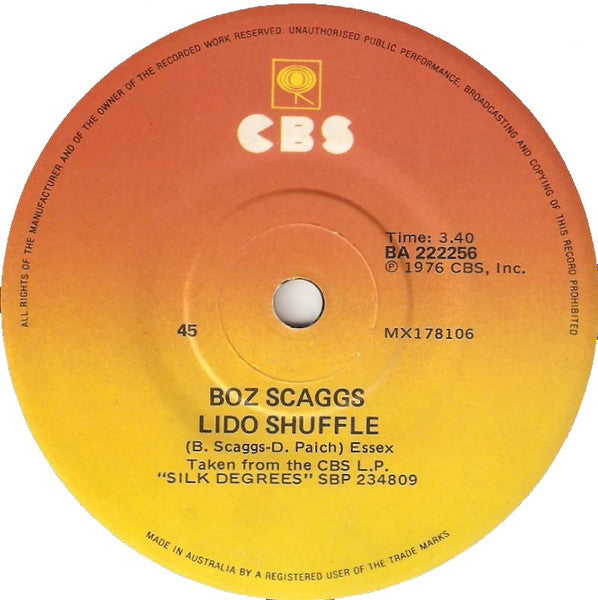 Boz Scaggs : What Can I Say / Lido Shuffle (7", Single)