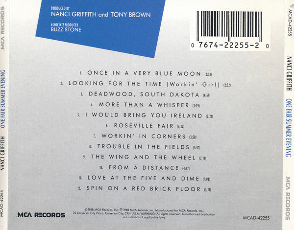 Nanci Griffith : One Fair Summer Evening (CD, Album, RE)