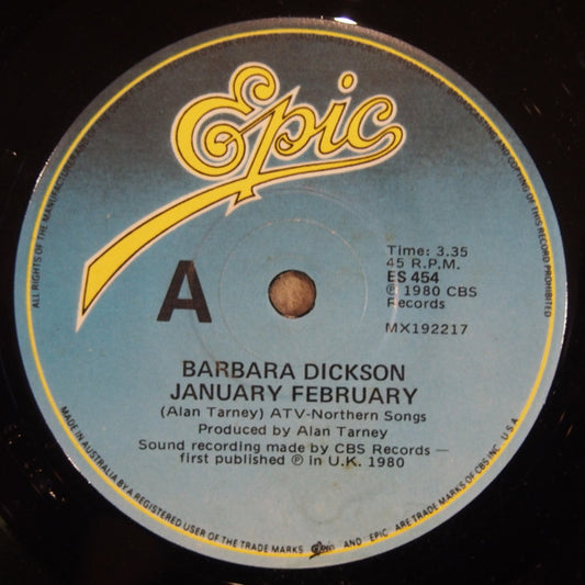 Barbara Dickson : January  February (7", Single)