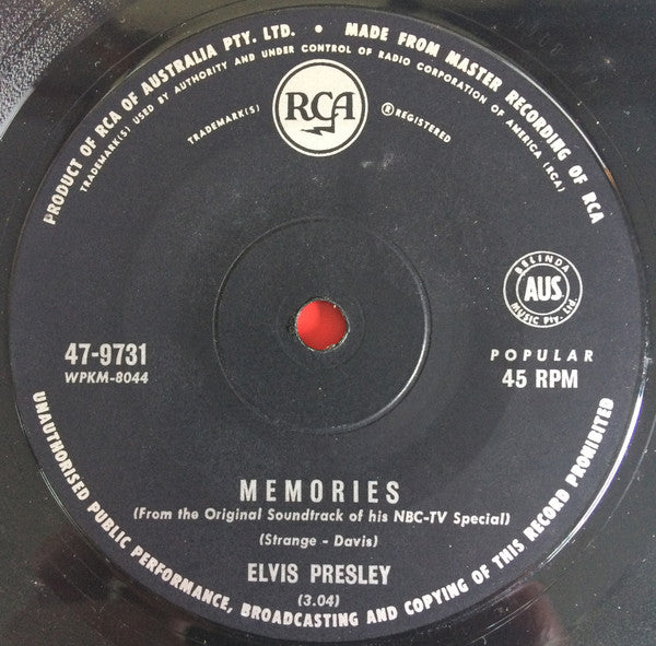 Elvis* : Charro / Memories  (7", Single)