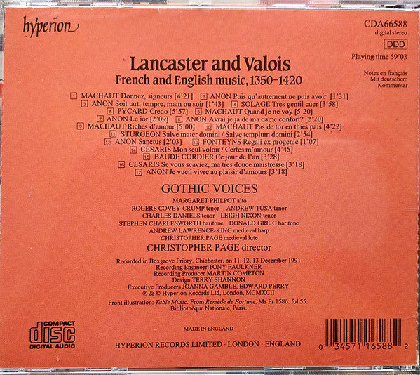 Gothic Voices (2), Christopher Page : Lancaster And Valois (CD, Album)