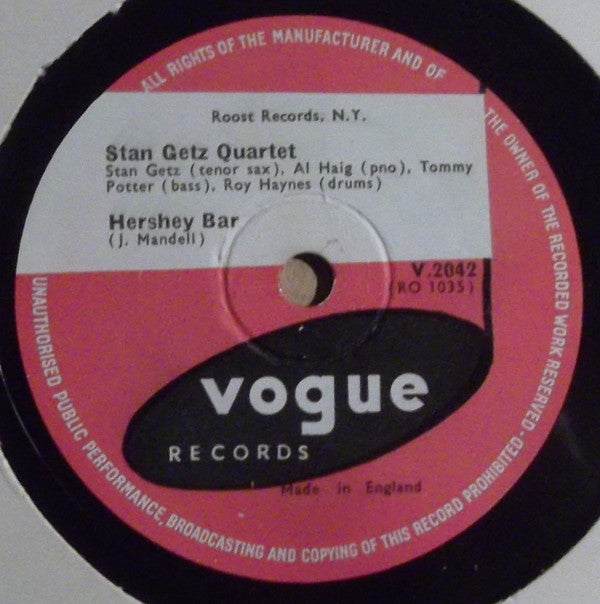 Stan Getz Quartet : Gone With The Wind / Hershey Bar (Shellac, 10")