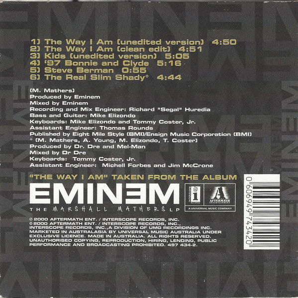 Eminem : The Way I Am (CD, Maxi, Car)