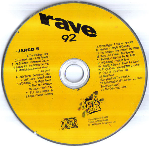 Various : Rave 92 - 24 Massive Rave Hits Of The Year! (CD, Comp, Mixed)