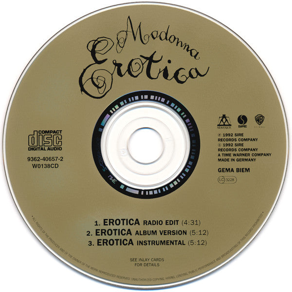 Madonna : Erotica (CD, Single)