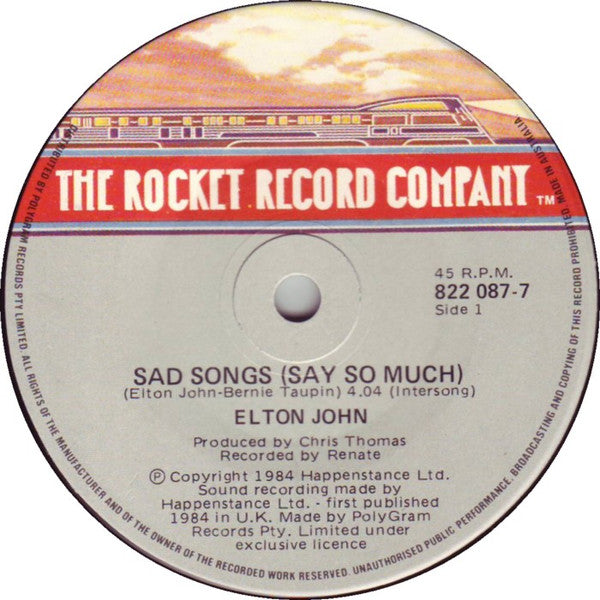 Elton John : Sad Songs (Say So Much) (7", Single)