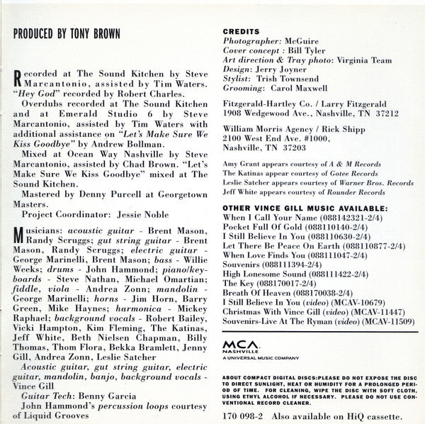 Vince Gill : Let's Make Sure We Kiss Goodbye (HDCD, Album)