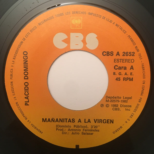 Placido Domingo : Mañanitas a la Virgen / Adios Mariquita Linda (7")