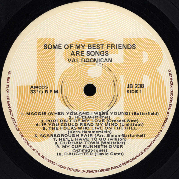Val Doonican : Some Of My Best Friends Are Songs (LP, Album)