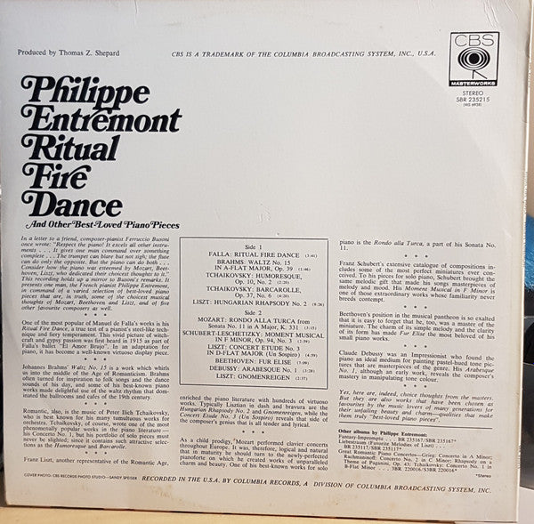 Philippe Entremont : Ritual Fire Dance (LP)