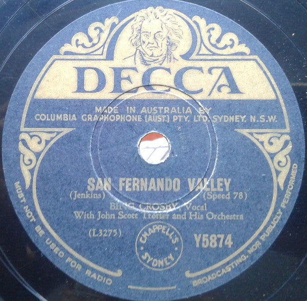 Bing Crosby : It Could Happen To You / San Fernando Valley (Shellac, 10")