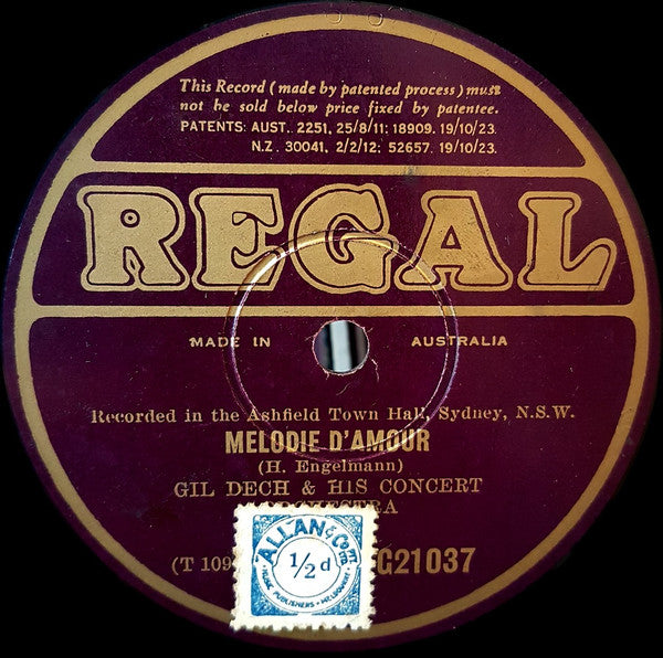 Gil Dech & His Concert Orchestra : Simple Aveu / Melodie D'amour (Shellac, 10")