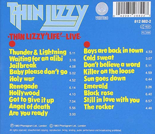 Thin Lizzy : Life Live (2xCD, Album, RE, Fat)