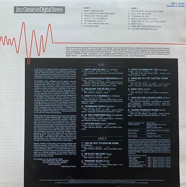 Bessie Smith : Bessie Smith (Great Original Performances 1925 - 1933) (LP, Comp)