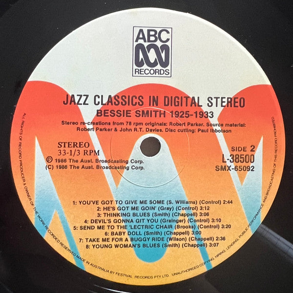 Bessie Smith : Bessie Smith (Great Original Performances 1925 - 1933) (LP, Comp)