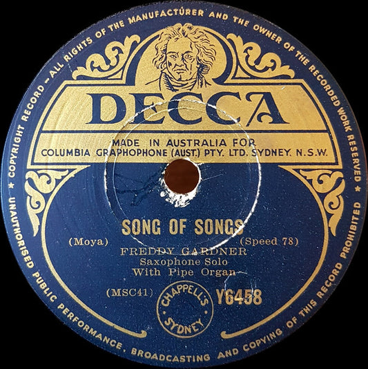 Freddy Gardner : Song Of Songs / Songs My Mother Taught Me (Shellac, 10")