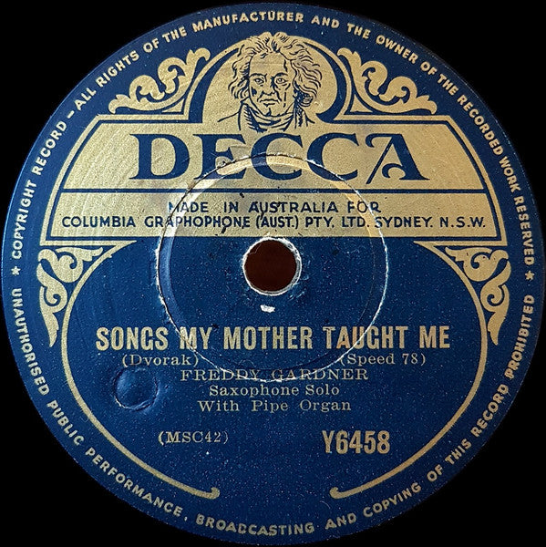 Freddy Gardner : Song Of Songs / Songs My Mother Taught Me (Shellac, 10")
