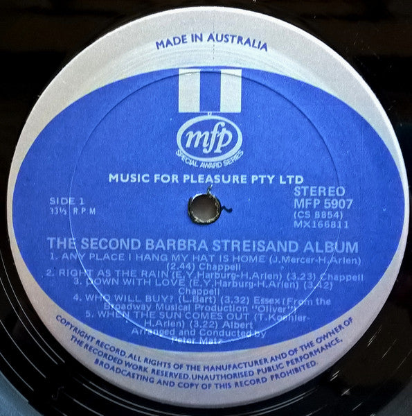 Barbra Streisand : The Second Barbra Streisand Album (LP, Album, RE)