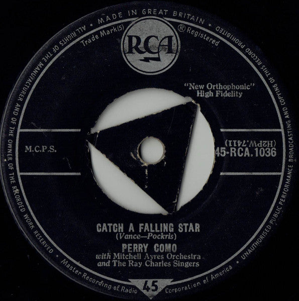 Perry Como With Mitchell Ayres Orchestra* And The Ray Charles Singers : Magic Moments / Catch A Falling Star (7", Single, Tri)