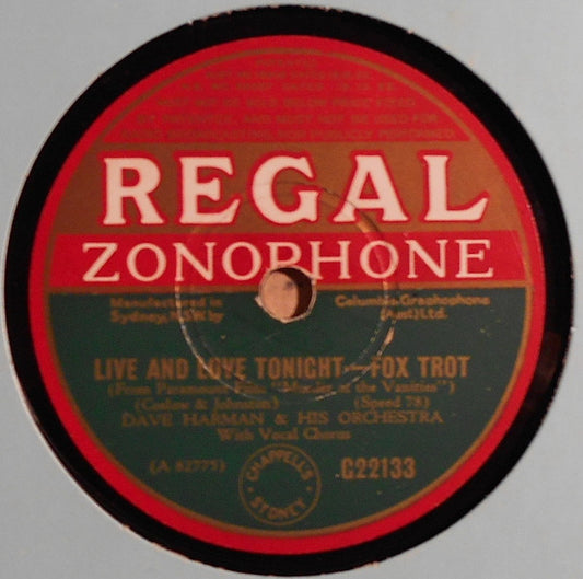 Herman Waldman & His Orchestra* / Dave Harman & His Orchestra* : Cocktails For Two / Live And Love Tonight (Shellac, 10")