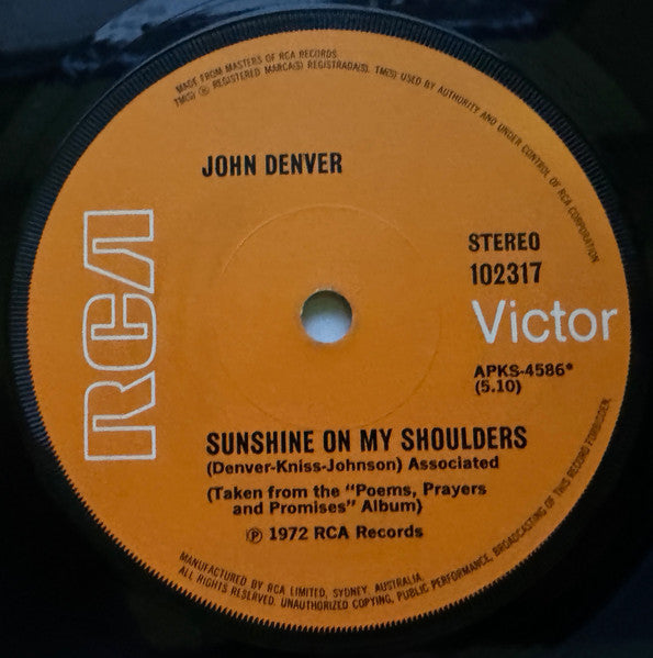 John Denver : I'd Rather Be A Cowboy (7", Single)