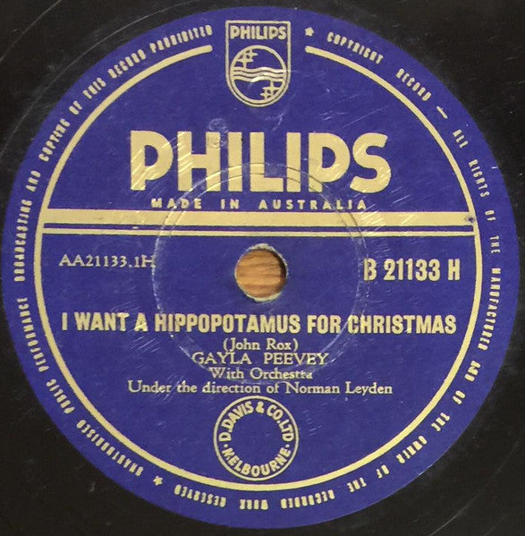 Gayla Peevey : I Want A Hippopotamus For Christmas / Are My Ears On Straight (Shellac, 10")