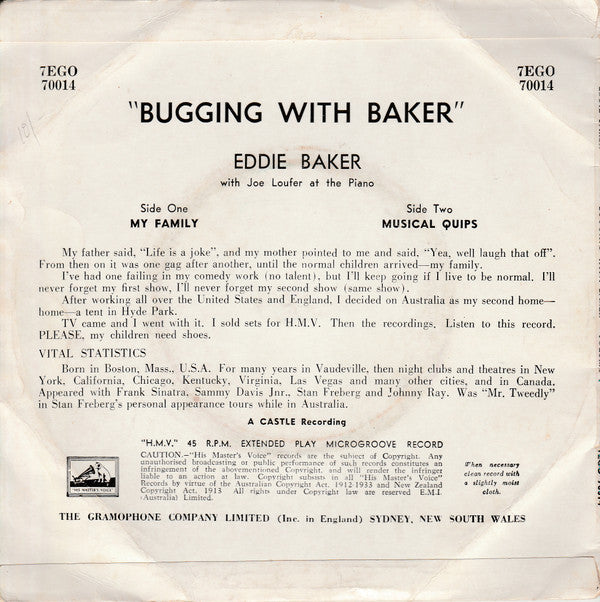 Eddie Baker (2) : Buggin' With Baker Vol 1 (7", Single)