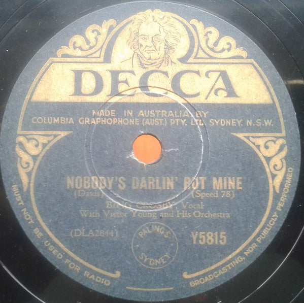 Bing Crosby : When The White Azaleas Start Blooming / Nobody's Darlin' But Mine (Shellac, 10")