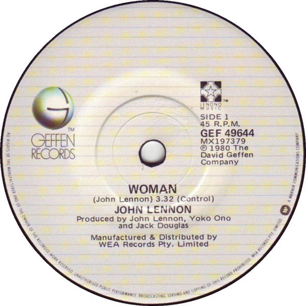 John Lennon : Woman (7", Single)