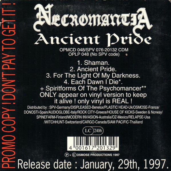 Necromantia : Ancient Pride (CD, MiniAlbum, Promo)