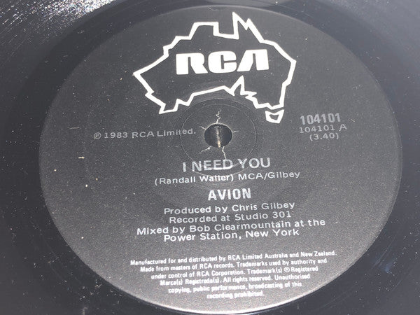 Avion : I Need You / Once Bitten Twice Shy (7", Single)