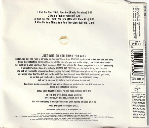Spice Girls : Who Do You Think You Are / Mama (CD, Single)