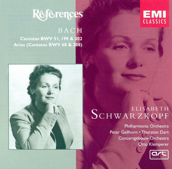 Bach*, Elisabeth Schwarzkopf : Cantatas BWV 51, 199, 202 • Arias (Cantatas BWV 68 & 208) (CD, Comp, Mono, RM)