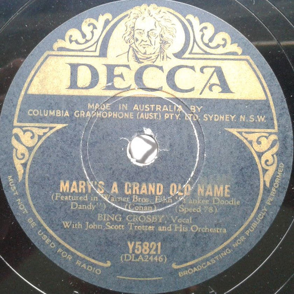 Bing Crosby With John Scott Trotter And His Orchestra : Mary's A Grand Old Name / Let's All Meet At My House (Shellac, 10")