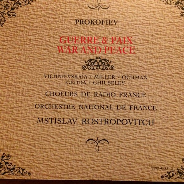 Prokofiev* - Vichnievskaïa* · Miller* · Ochman* · Gedda* · Ghiuselev* · Chœur de Radio France · Orchestre National De France · Mstislav Rostropovich : Guerre & Paix = War And Peace (4xCD, Album, RE + Box, Sli)