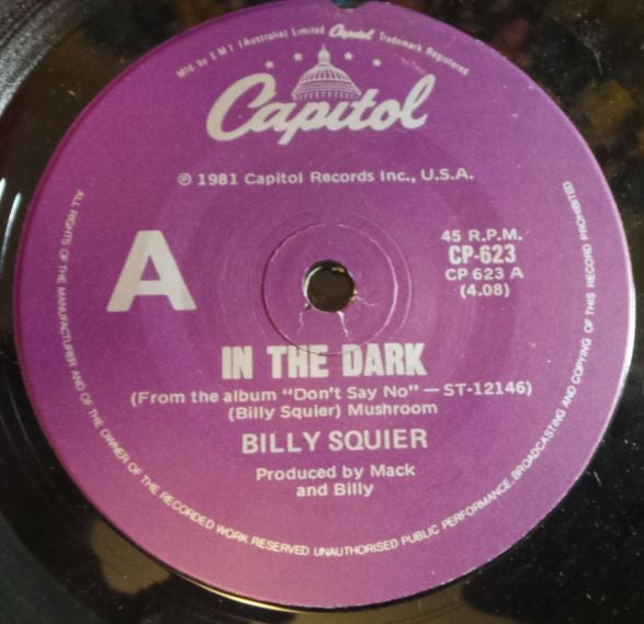 Billy Squier : My Kinda Lover / In The Dark (7")