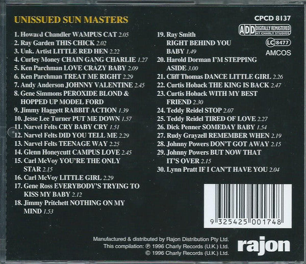 Various : Unissued Sun Masters (CD, Comp, RM)