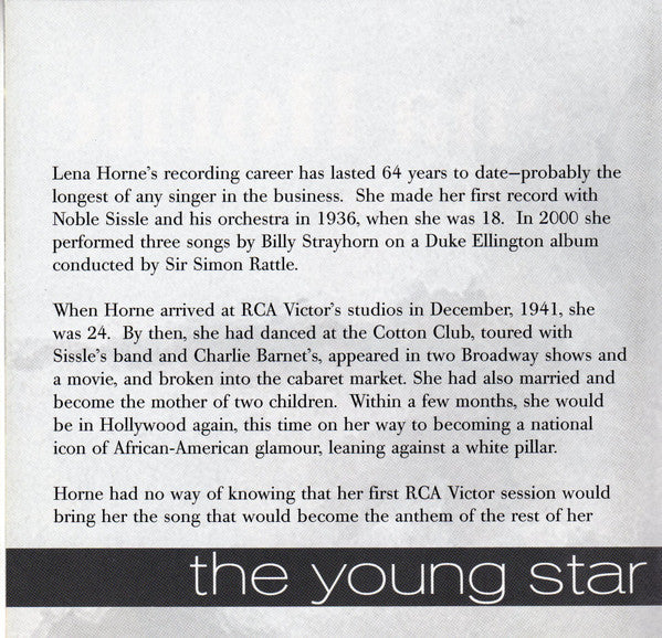 Lena Horne : The Young Star (CD, Comp, Mono, RM)