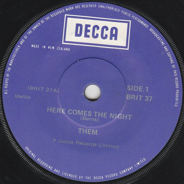 Them (3) : Gloria / Here Comes The Night (7", Single)