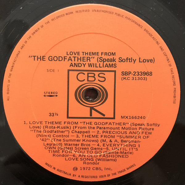 Andy Williams : Love Theme From "The Godfather" (LP, Album)