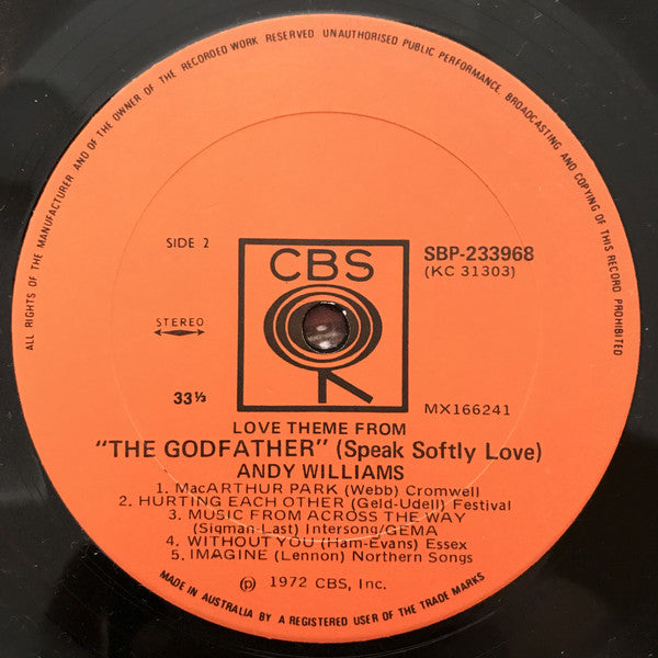 Andy Williams : Love Theme From "The Godfather" (LP, Album)