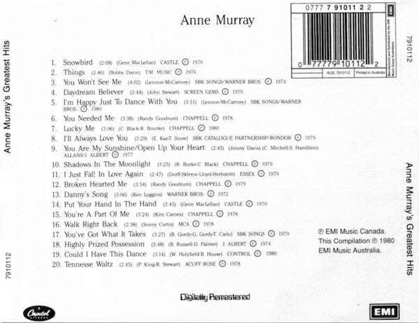 Anne Murray : Anne Murray's Greatest Hits (CD, Comp, RE, RM)