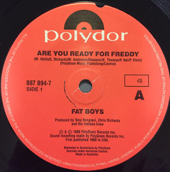 Fat Boys : Are You Ready For Freddy (7", Single)